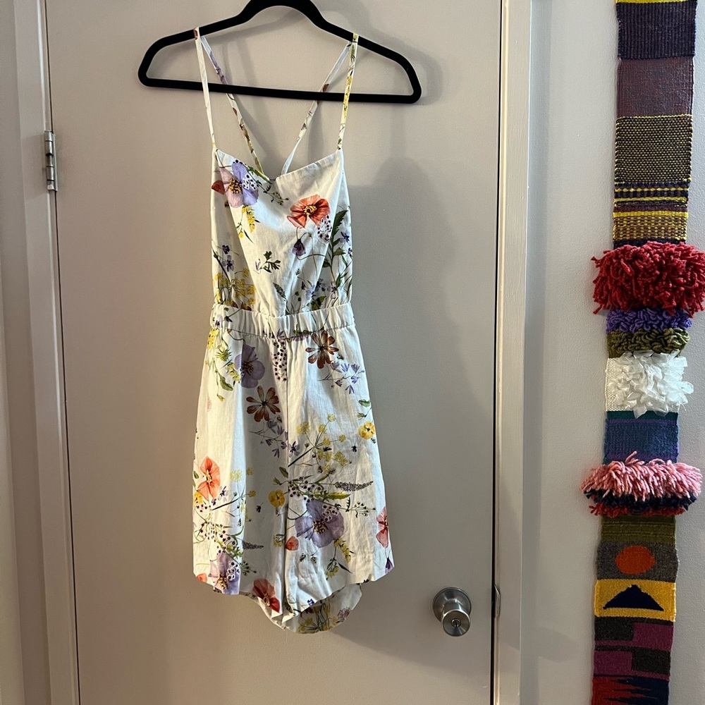 H&M Floral Jumpsuit - White and Multicolor
